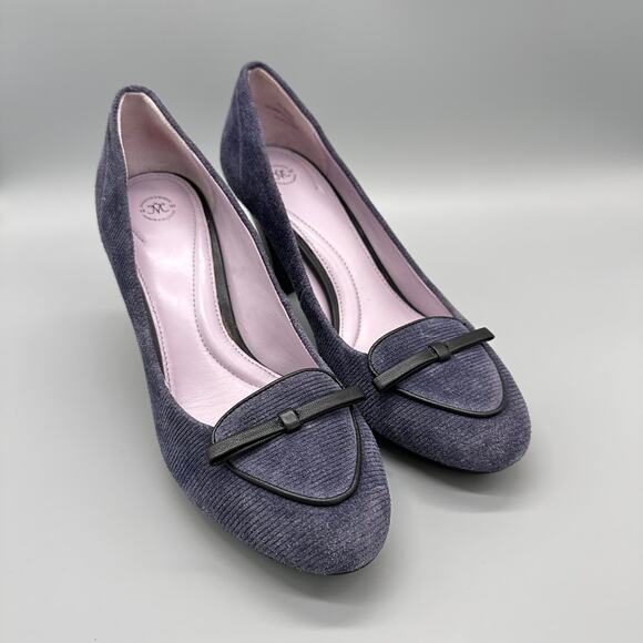 Johnston and Murphy Navy Blue Corduroy Platform Heels Pumps Womens 10M - Picture 9 of 11